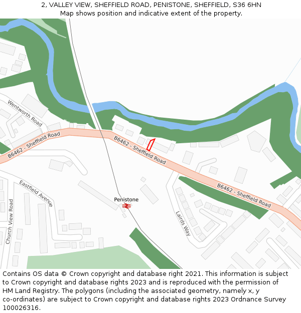 2, VALLEY VIEW, SHEFFIELD ROAD, PENISTONE, SHEFFIELD, S36 6HN: Location map and indicative extent of plot