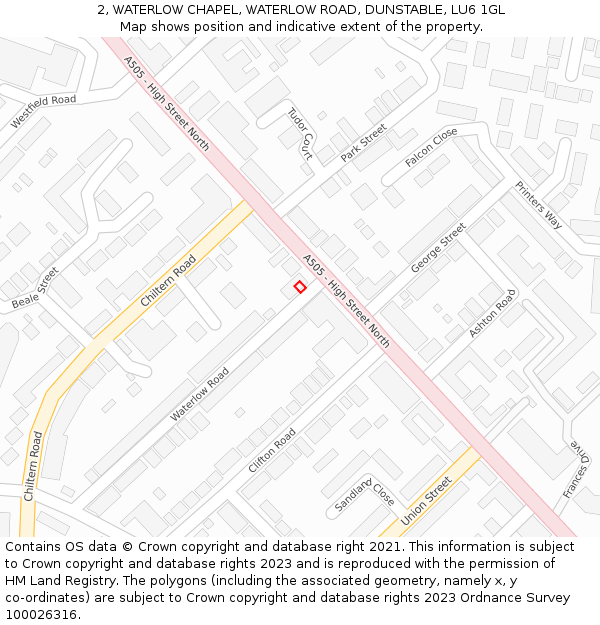 2, WATERLOW CHAPEL, WATERLOW ROAD, DUNSTABLE, LU6 1GL: Location map and indicative extent of plot