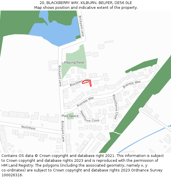 20, BLACKBERRY WAY, KILBURN, BELPER, DE56 0LE: Location map and indicative extent of plot