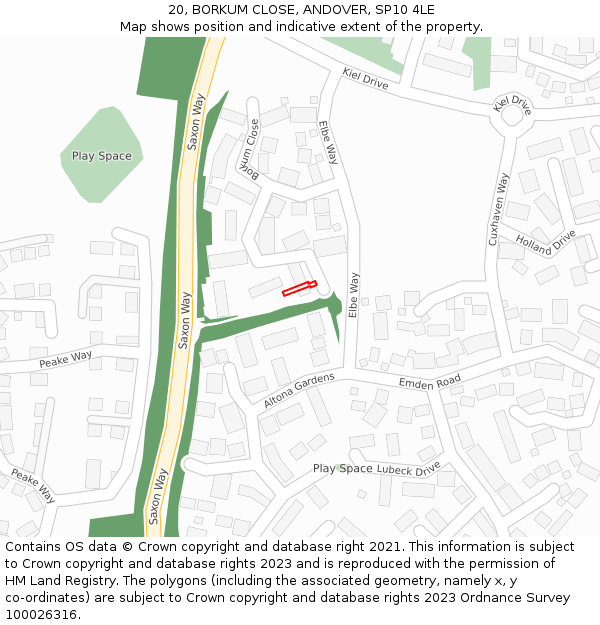 20, BORKUM CLOSE, ANDOVER, SP10 4LE: Location map and indicative extent of plot