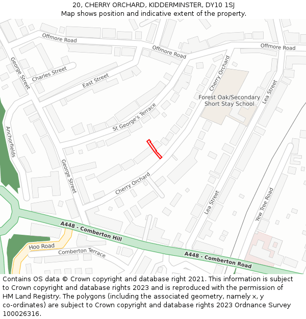 20, CHERRY ORCHARD, KIDDERMINSTER, DY10 1SJ: Location map and indicative extent of plot