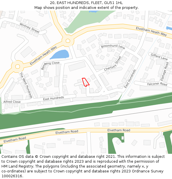 20, EAST HUNDREDS, FLEET, GU51 1HL: Location map and indicative extent of plot