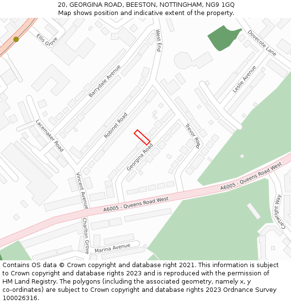 20, GEORGINA ROAD, BEESTON, NOTTINGHAM, NG9 1GQ: Location map and indicative extent of plot