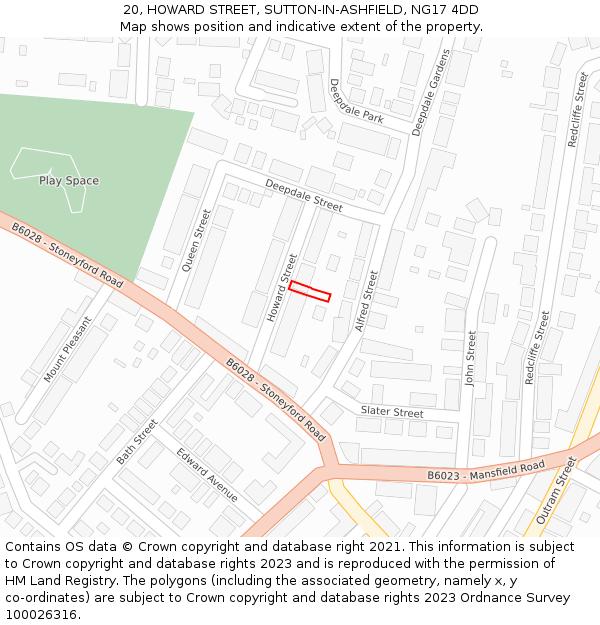 20, HOWARD STREET, SUTTON-IN-ASHFIELD, NG17 4DD: Location map and indicative extent of plot