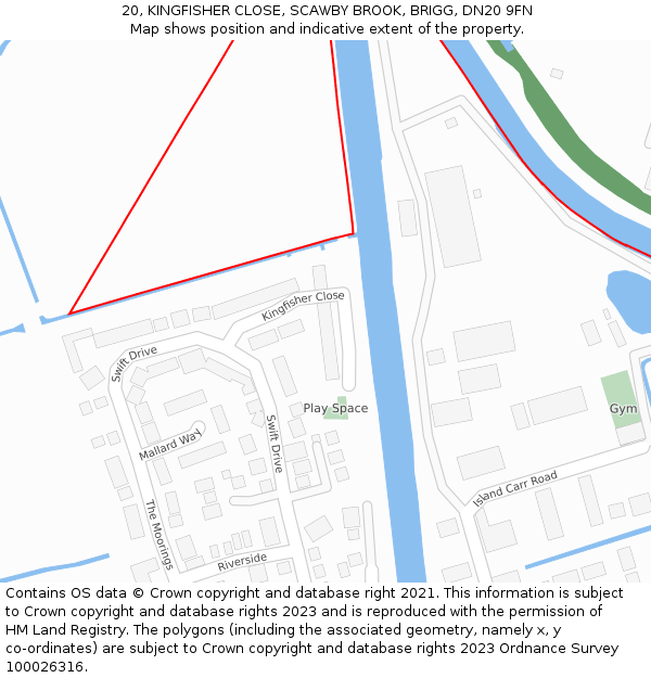 20, KINGFISHER CLOSE, SCAWBY BROOK, BRIGG, DN20 9FN: Location map and indicative extent of plot
