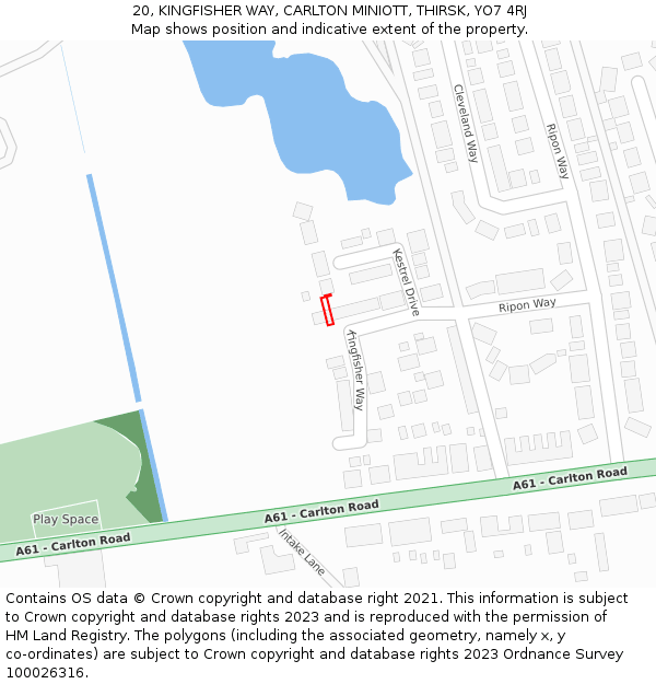 20, KINGFISHER WAY, CARLTON MINIOTT, THIRSK, YO7 4RJ: Location map and indicative extent of plot
