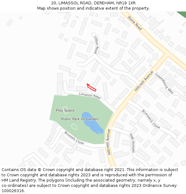 20, LIMASSOL ROAD, DEREHAM, NR19 1XR: Location map and indicative extent of plot