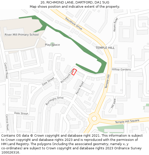 20, RICHMOND LANE, DARTFORD, DA1 5UG: Location map and indicative extent of plot