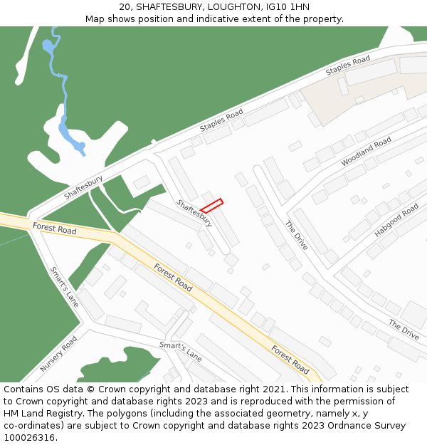 20, SHAFTESBURY, LOUGHTON, IG10 1HN: Location map and indicative extent of plot