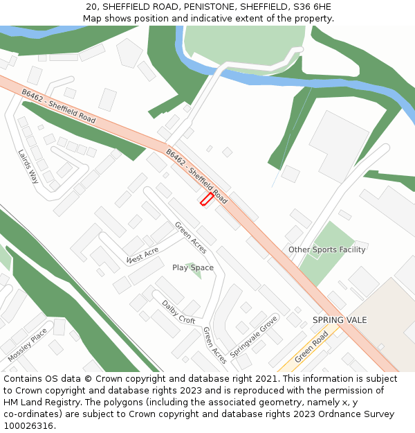 20, SHEFFIELD ROAD, PENISTONE, SHEFFIELD, S36 6HE: Location map and indicative extent of plot