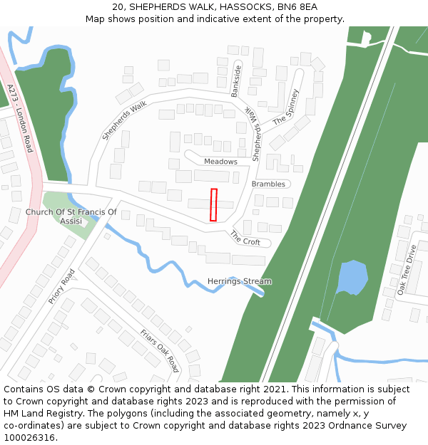 20, SHEPHERDS WALK, HASSOCKS, BN6 8EA: Location map and indicative extent of plot