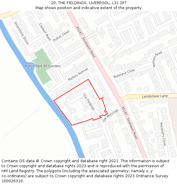 20, THE FIELDINGS, LIVERPOOL, L31 2PT: Location map and indicative extent of plot