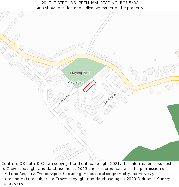 20, THE STROUDS, BEENHAM, READING, RG7 5NW: Location map and indicative extent of plot