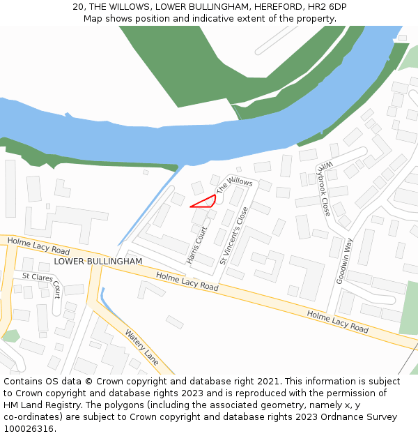 20, THE WILLOWS, LOWER BULLINGHAM, HEREFORD, HR2 6DP: Location map and indicative extent of plot