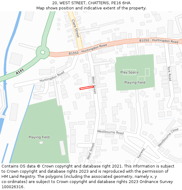 20, WEST STREET, CHATTERIS, PE16 6HA: Location map and indicative extent of plot