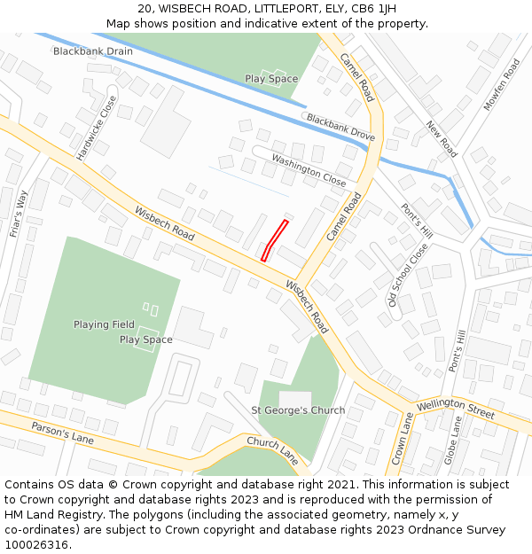 20, WISBECH ROAD, LITTLEPORT, ELY, CB6 1JH: Location map and indicative extent of plot