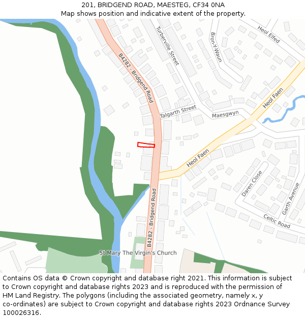 201, BRIDGEND ROAD, MAESTEG, CF34 0NA: Location map and indicative extent of plot