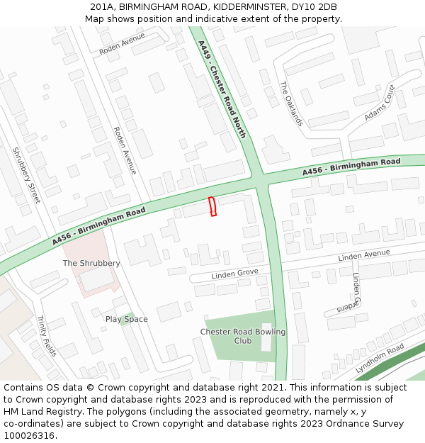 201A, BIRMINGHAM ROAD, KIDDERMINSTER, DY10 2DB: Location map and indicative extent of plot