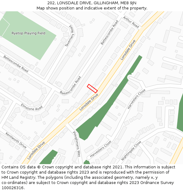 202, LONSDALE DRIVE, GILLINGHAM, ME8 9JN: Location map and indicative extent of plot