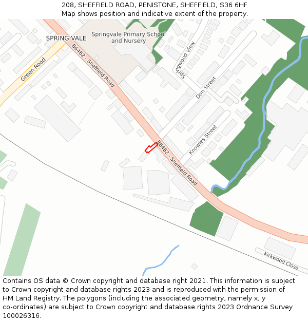 208, SHEFFIELD ROAD, PENISTONE, SHEFFIELD, S36 6HF: Location map and indicative extent of plot