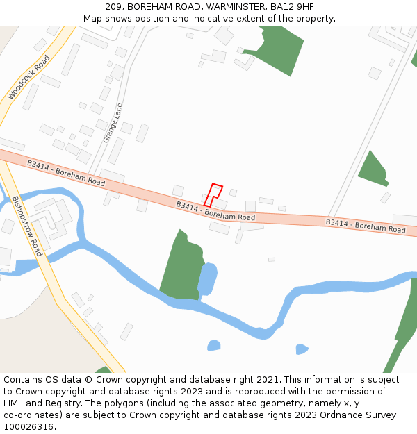209, BOREHAM ROAD, WARMINSTER, BA12 9HF: Location map and indicative extent of plot