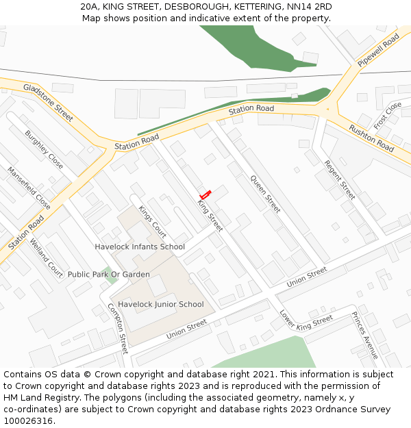 20A, KING STREET, DESBOROUGH, KETTERING, NN14 2RD: Location map and indicative extent of plot