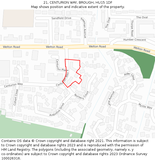 21, CENTURION WAY, BROUGH, HU15 1DF: Location map and indicative extent of plot