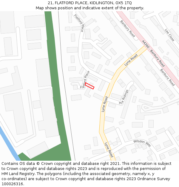 21, FLATFORD PLACE, KIDLINGTON, OX5 1TQ: Location map and indicative extent of plot