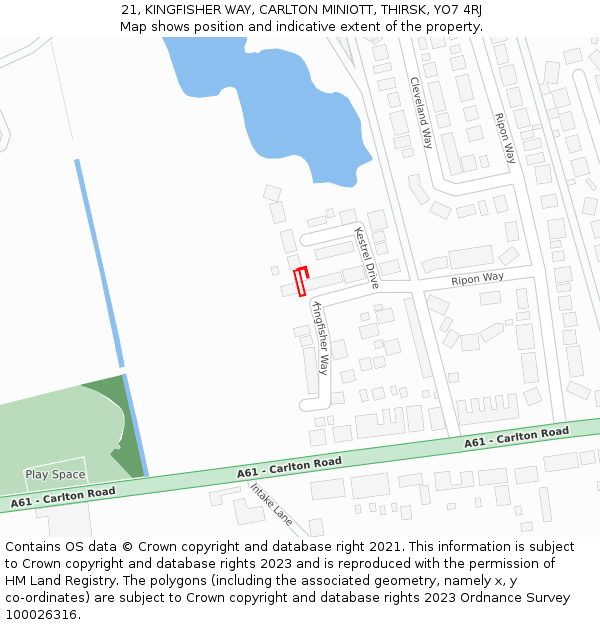 21, KINGFISHER WAY, CARLTON MINIOTT, THIRSK, YO7 4RJ: Location map and indicative extent of plot