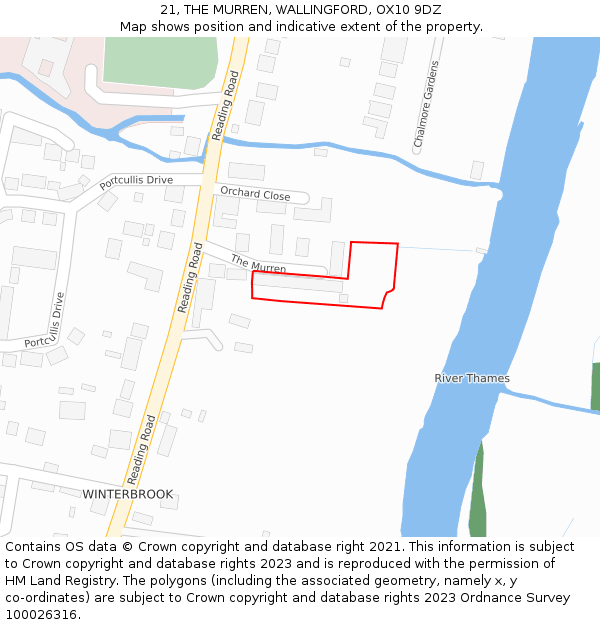 21, THE MURREN, WALLINGFORD, OX10 9DZ: Location map and indicative extent of plot