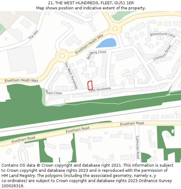 21, THE WEST HUNDREDS, FLEET, GU51 1ER: Location map and indicative extent of plot