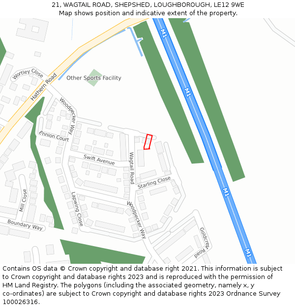 21, WAGTAIL ROAD, SHEPSHED, LOUGHBOROUGH, LE12 9WE: Location map and indicative extent of plot