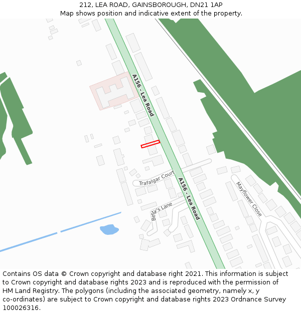 212, LEA ROAD, GAINSBOROUGH, DN21 1AP: Location map and indicative extent of plot