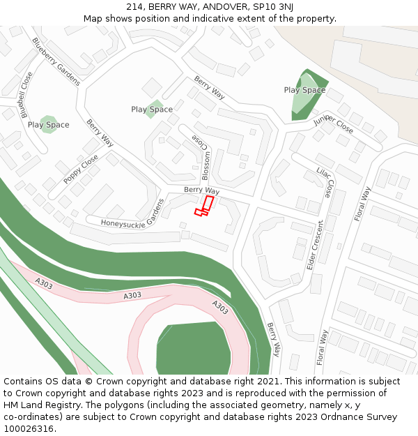 214, BERRY WAY, ANDOVER, SP10 3NJ: Location map and indicative extent of plot
