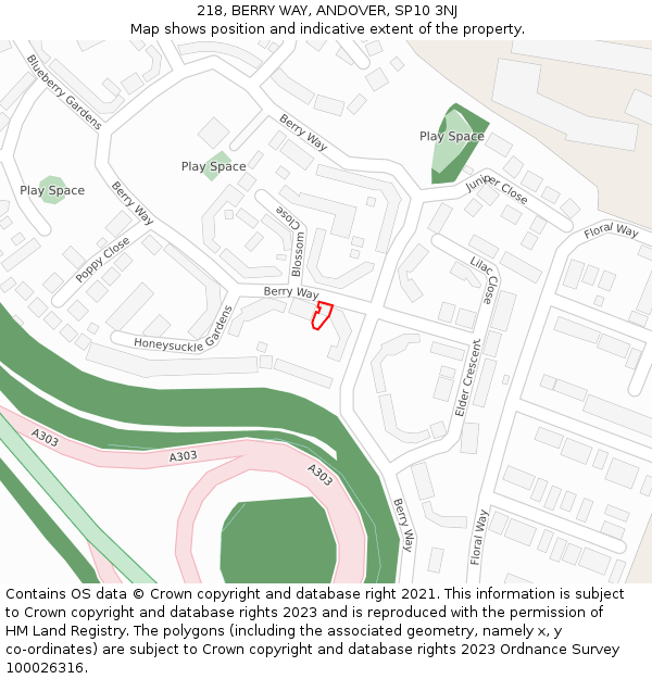 218, BERRY WAY, ANDOVER, SP10 3NJ: Location map and indicative extent of plot