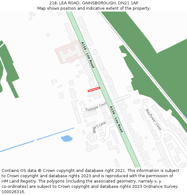 218, LEA ROAD, GAINSBOROUGH, DN21 1AP: Location map and indicative extent of plot