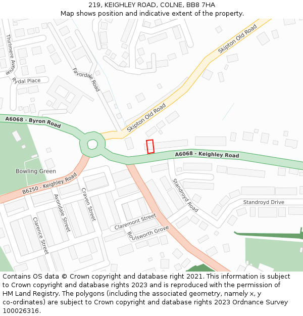 219, KEIGHLEY ROAD, COLNE, BB8 7HA: Location map and indicative extent of plot