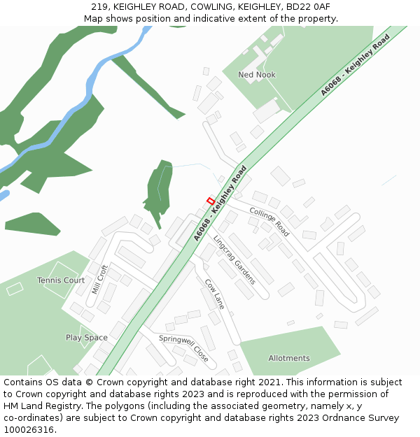 219, KEIGHLEY ROAD, COWLING, KEIGHLEY, BD22 0AF: Location map and indicative extent of plot