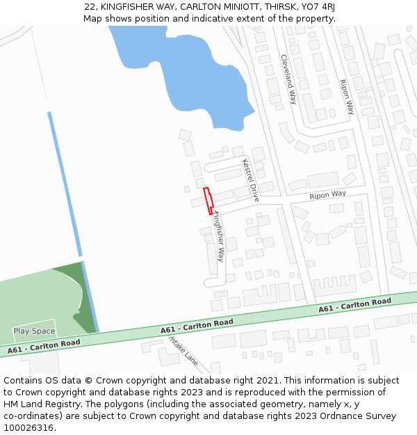 22, KINGFISHER WAY, CARLTON MINIOTT, THIRSK, YO7 4RJ: Location map and indicative extent of plot