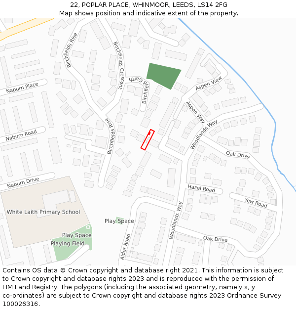 22, POPLAR PLACE, WHINMOOR, LEEDS, LS14 2FG: Location map and indicative extent of plot