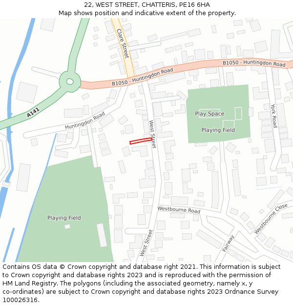 22, WEST STREET, CHATTERIS, PE16 6HA: Location map and indicative extent of plot