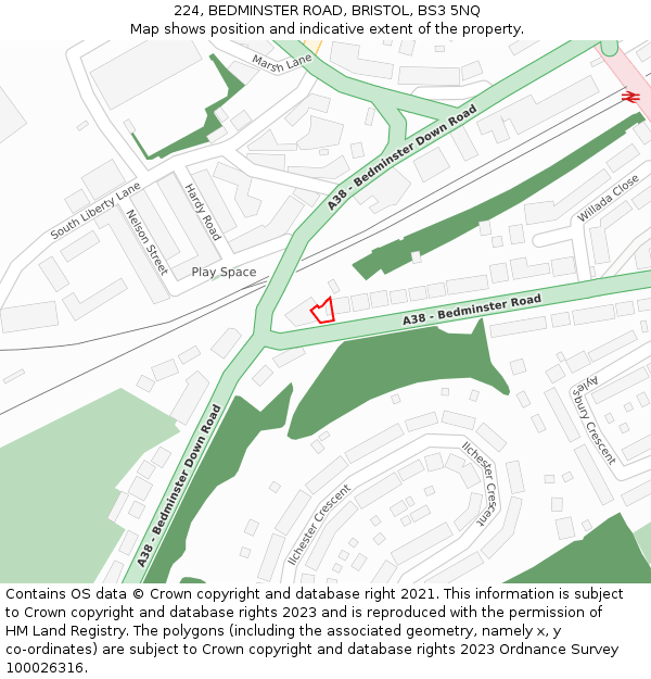 224, BEDMINSTER ROAD, BRISTOL, BS3 5NQ: Location map and indicative extent of plot