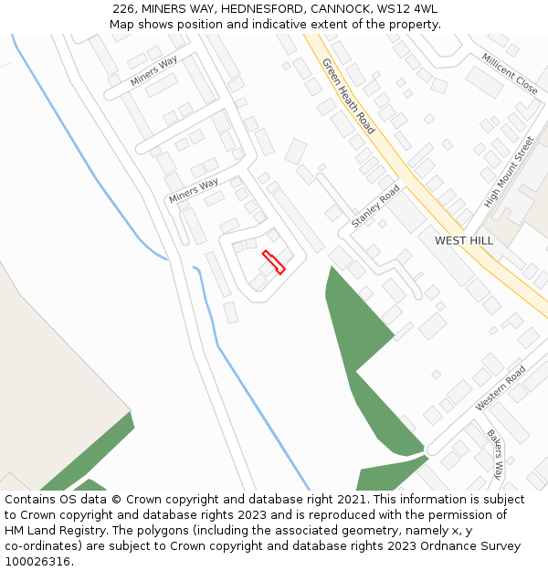 226, MINERS WAY, HEDNESFORD, CANNOCK, WS12 4WL: Location map and indicative extent of plot