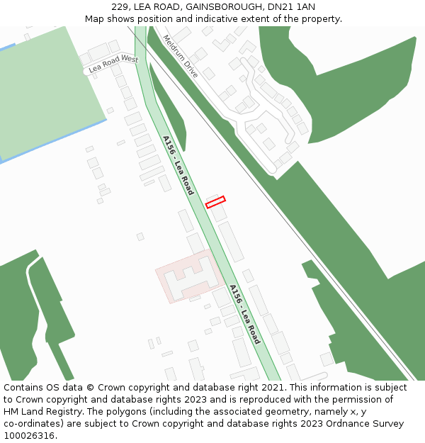 229, LEA ROAD, GAINSBOROUGH, DN21 1AN: Location map and indicative extent of plot