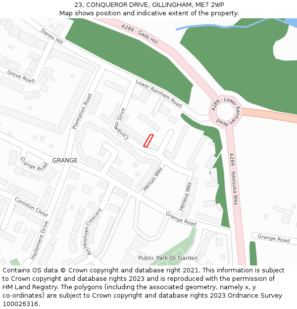 23, CONQUEROR DRIVE, GILLINGHAM, ME7 2WP: Location map and indicative extent of plot