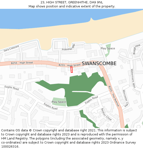 23, HIGH STREET, GREENHITHE, DA9 9NL: Location map and indicative extent of plot