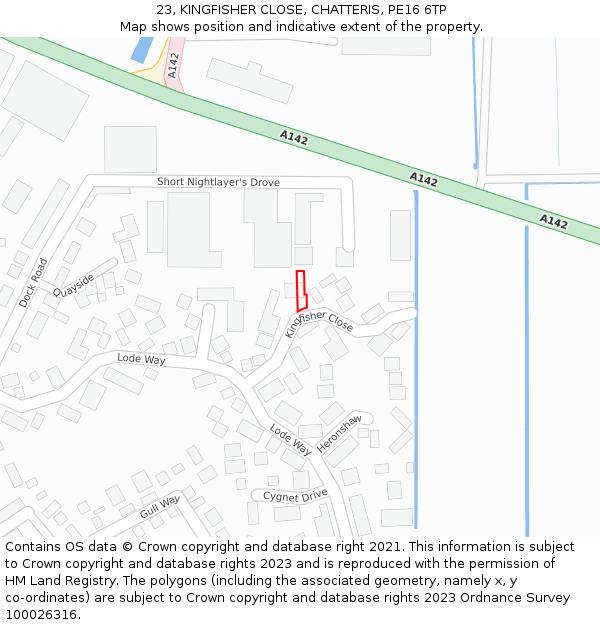 23, KINGFISHER CLOSE, CHATTERIS, PE16 6TP: Location map and indicative extent of plot