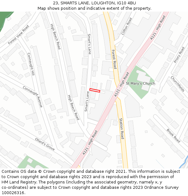 23, SMARTS LANE, LOUGHTON, IG10 4BU: Location map and indicative extent of plot