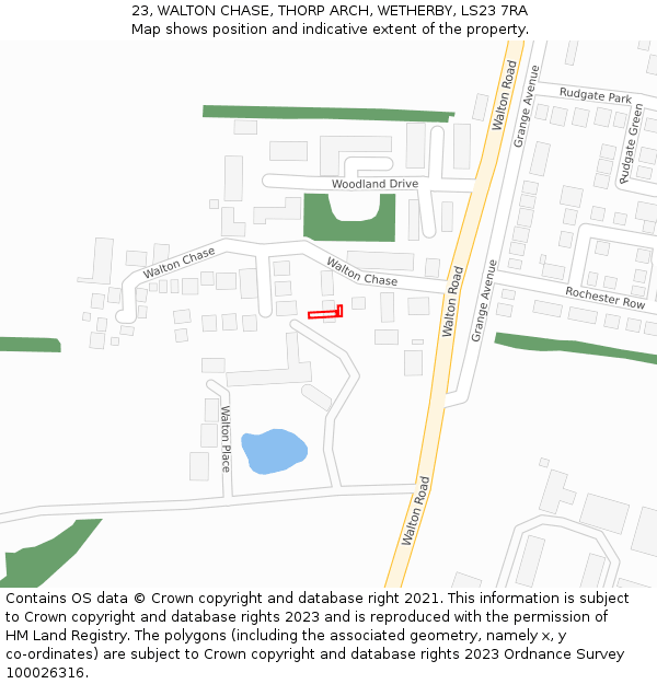 23, WALTON CHASE, THORP ARCH, WETHERBY, LS23 7RA: Location map and indicative extent of plot