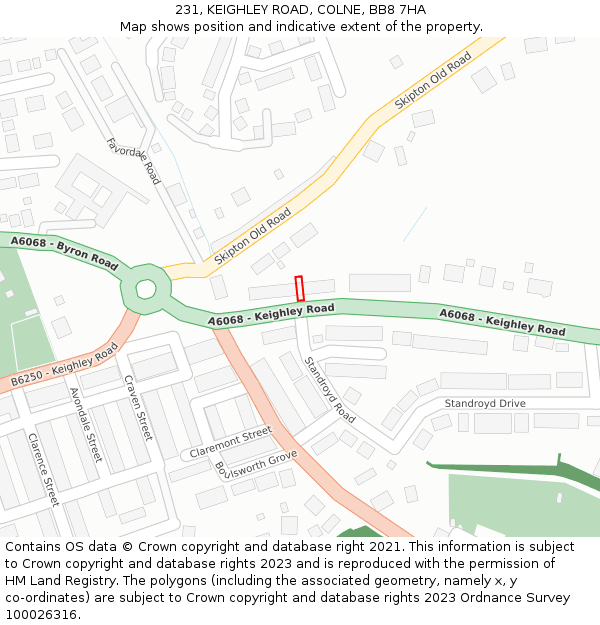 231, KEIGHLEY ROAD, COLNE, BB8 7HA: Location map and indicative extent of plot